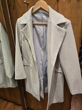 Light Gray Women's Open-Front Trench Coat
